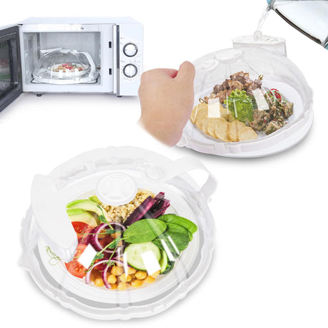 Microwave Splatter Cover for Food Guard - 10 Inch Microwave Splatter Cover with Water Steamer and Handle - Kitchen Gadgets and Accessories - House Essentials for Kitchen