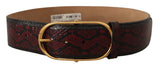 Dolce & Gabbana Elegant Red Python Leather Belt with Gold Buckle