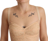 Dolce & Gabbana Beige Nylon Floral Lace Bodysuit Underwear