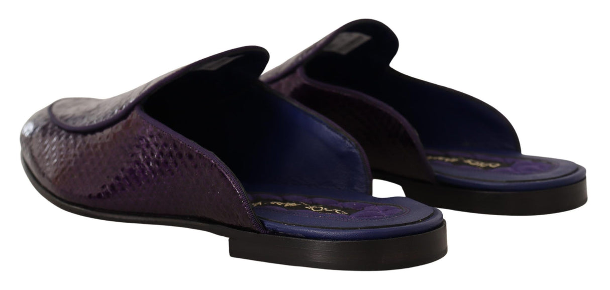 Dolce & Gabbana Purple Exotic Python Leather Slides