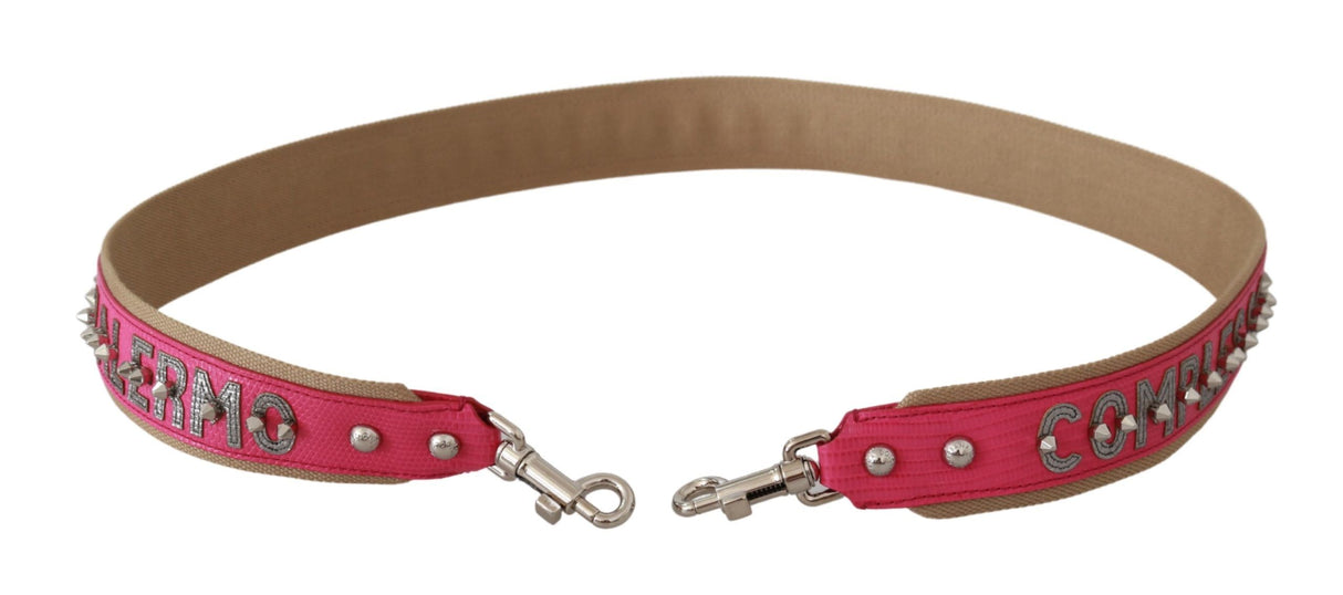 Dolce & Gabbana Pink Leather Shoulder Strap with Silver Details