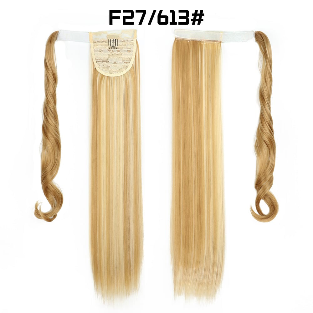 European American Long Straight Hair Velcro Ponytail