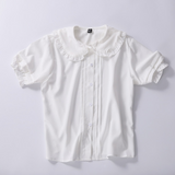 College Style Sweet Ruffle Short Sleeve Women's Top