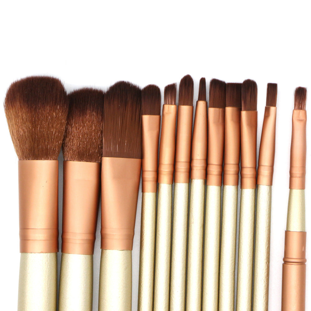 Iron Box Set, 12-Piece Gold Makeup Brush Kit