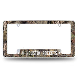 Rico Industries NBA Houston Rockets Mossy Oak 12" x 6" Chrome All Over Automotive License Plate Frame for Car/Truck/SUV