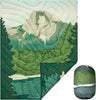 KingCamp Lightweight Camping Blanket - Puffy Printed Warm Camping Quilt with Snap Button - Portable for Travel Hiking Stadium Airplane - 79" x 57" - Green