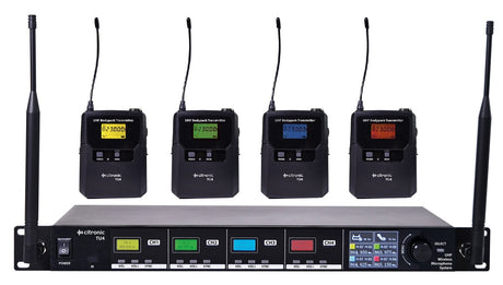 Citronic TU4-N Quad True Diversity Multi-UHF Wireless Microphone System (4 x Beltpacks) 171.044UK