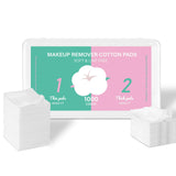 Square Cotton Pads for Face (500 Count) - 100% Pure Cotton Soft Lint-Free Makeup Remover Pads for Facial and Eye Use Double-Sided Design to Save Water Hypoallergenic (200 Thick & 800 Ultra-Thin)