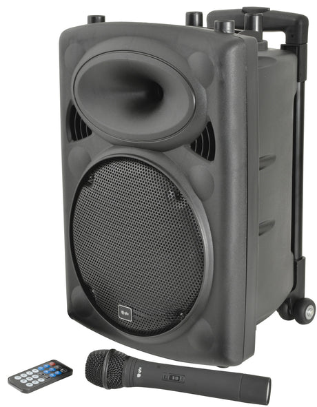 QTX QR10PA 10'' Professional Portable Karaoke & PA Speaker with 1x Wireless Microphone, Bluetooth USB & FM 178.839UK