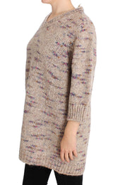 PINK MEMORIES Beige Oversized V-Neck Knitted Sweater