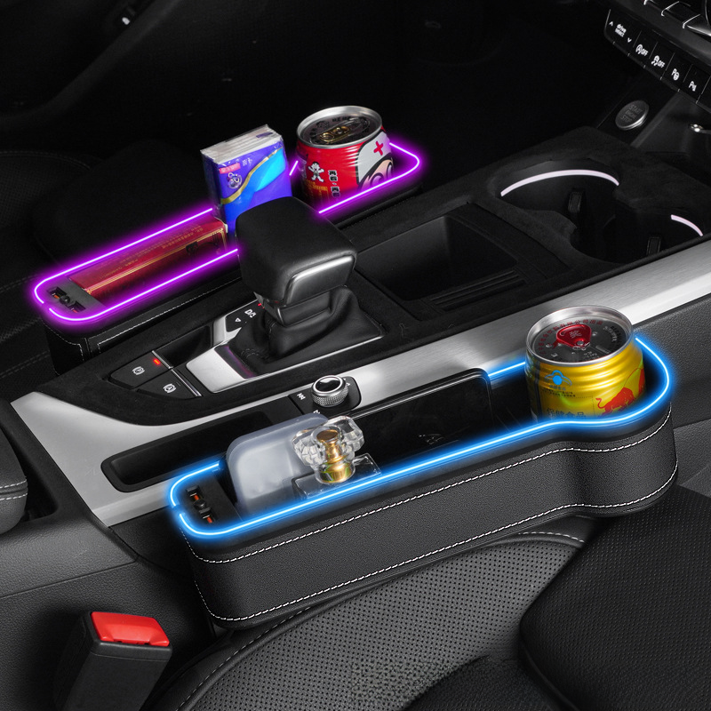 "New RGB Car Seat Gap Storage Box with Charging"