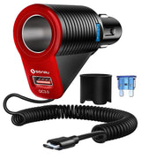 Car Charger USB C 3 in 1 Car Phone Charger Adapter PD&QC 3.0 with 6Ft 30W Type C Coiled Cable with 120W Fast Charging Car Cigarette Lighter Adapter for iPhone 16/15 Pro Max Plus Moto/LG/Android