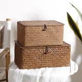 Handmade Seagrass Woven Storage Box with Lid