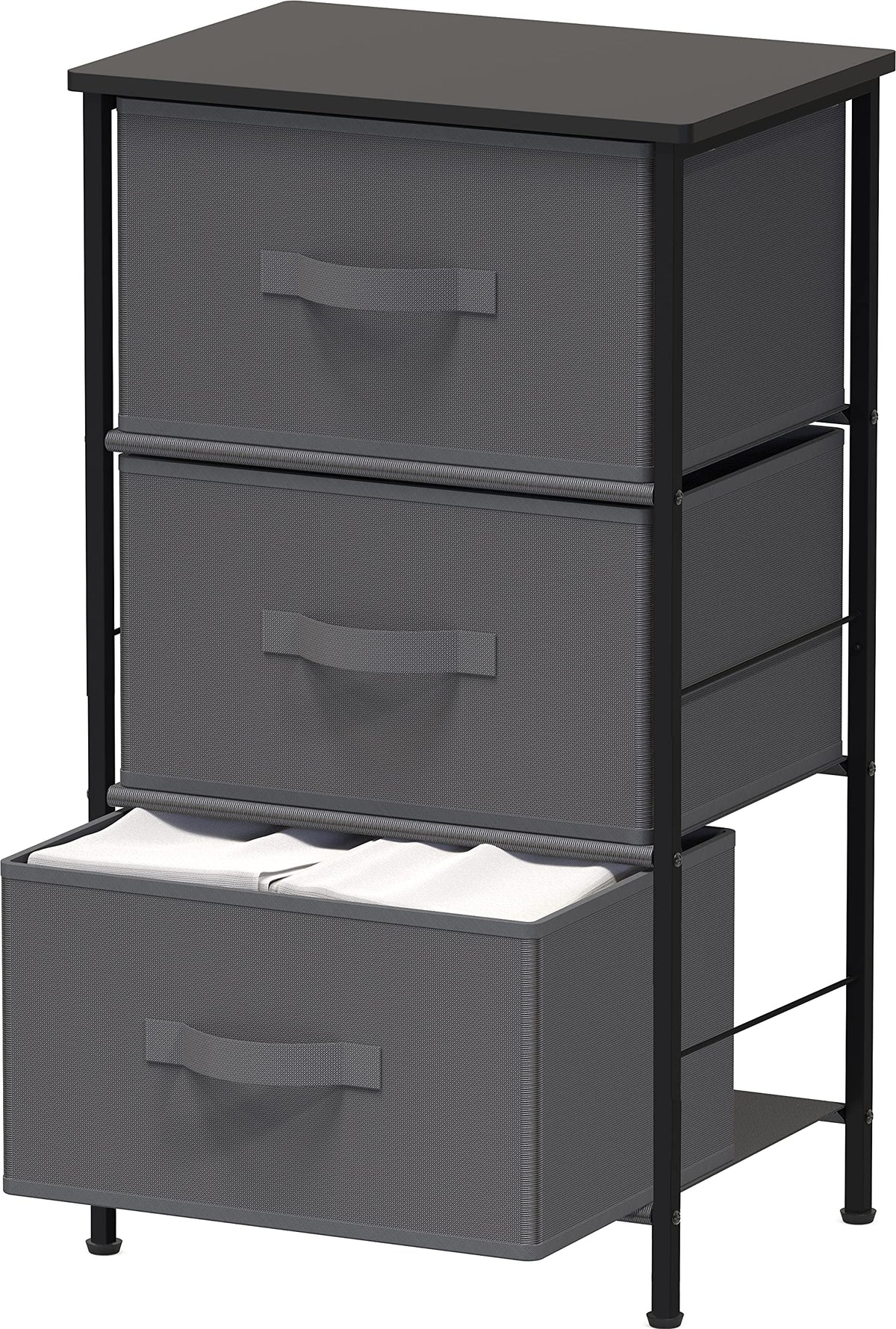 Simple Houseware Nightstands Dresser for Bedroom 3-Tier Organizer Drawer Storage Tower Dark Grey