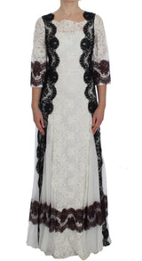 Dolce & Gabbana Floral Lace Silk Blend Maxi Dress