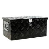 20 Inch Black Aluminum Tool Long Box 5 Bar Tread Flat Box For Truck Car Outdoor Trailer Pickup Underbody RV ATV Storage Tools Organizer With Lock Side Handle And Keys