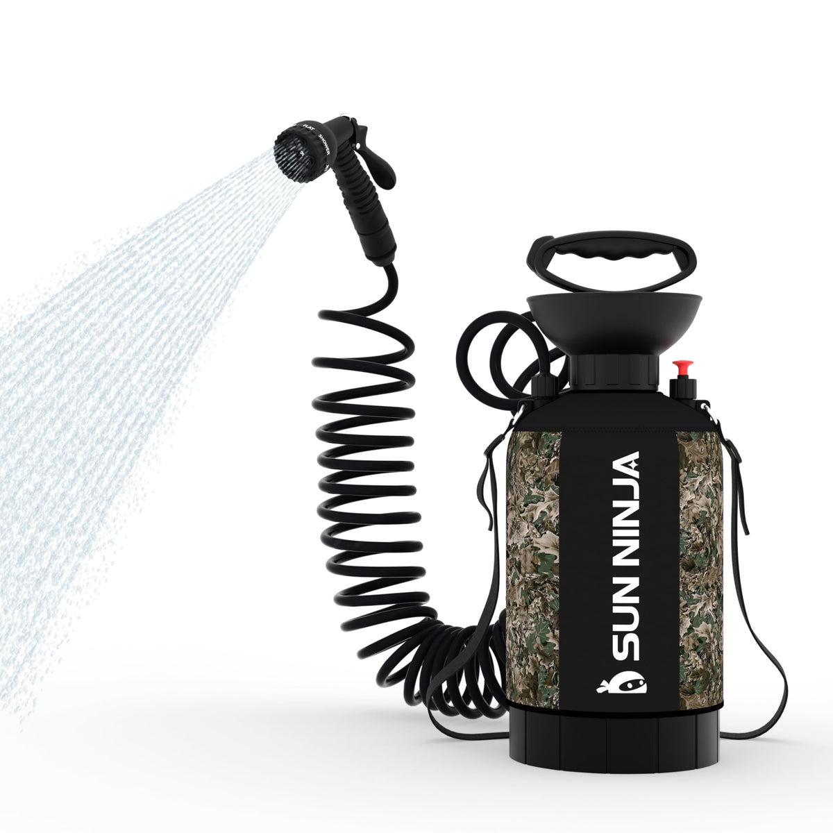 SUN NINJA Portable Shower Outdoor Portable Camping Shower with Neoprene Cover Portable Beach Shower Surf Rinse Kit High Pressure Multi-Purpose Sprayer for Outdoor Essentials & Hiking 1.3Gal