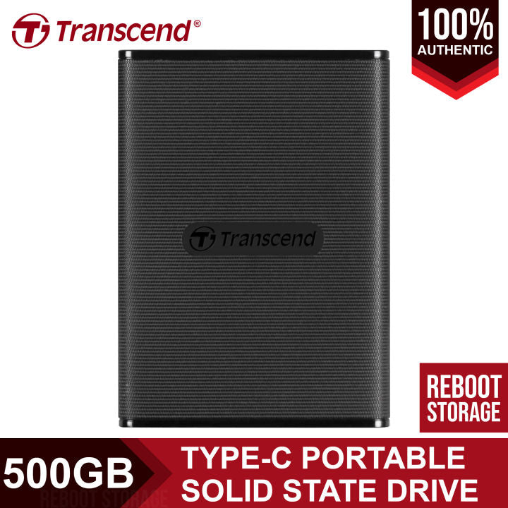 TRANSCEND SSD ESD270C PORTABLE EXTERNE 500 Go, 2,5'', USB 3.1, COMPACT ET LÉGER COMME UNE PLUME, BOUTON DE SAUVEGARDE À UNE TOUCHE, SUPPORT WINDOWS, MAC, LINUX, 3YW, NOIR