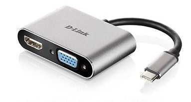 ADAPTATEUR DLINK 2-EN-1, ADAPTATEUR USB-C VERS HDMI / VGA. L'ADAPTATEUR USB-C VERS HDMI/VGA DUB-V210 VOUS PERMET D'AJOUTER INSTANTANÉMENT UN ÉCRAN HDMI OU VGA POUR VOTRE ORDINATEUR PORTABLE.