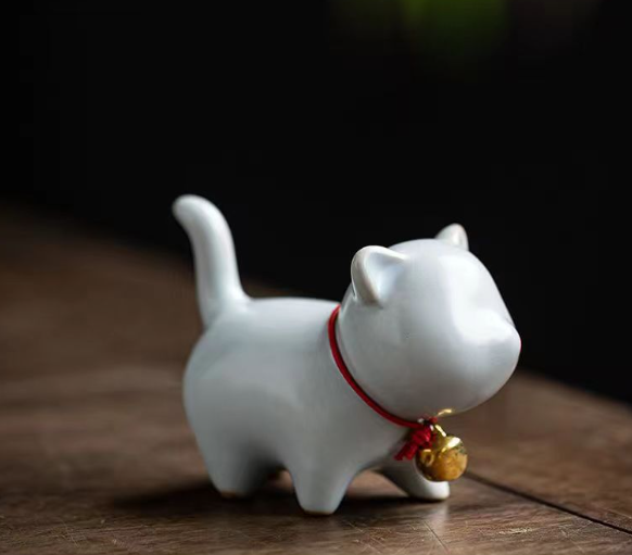 Cute Cat Ceramic Figurine for Mini Tea Garden Decor