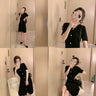 Vintage Plain Short Sleeve Knit Dress for Women