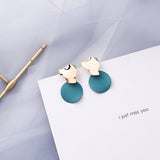 Trendy Blue Gray Geometric Earrings - Fashionable Accessory