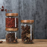 Airtight Wooden Lid Glass Storage Jars for Food