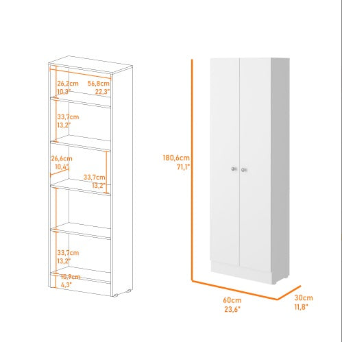 Buxton Rectangle 2-Door Storage Tall Cabinet White