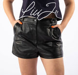 Dolce & Gabbana Black Lambskin Women Shorts