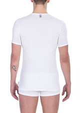 Bikkembergs White Cotton Men's V-Neck T-Shirt