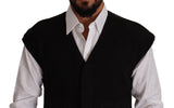 Dolce & Gabbana Elegant Black Wool Cotton Dress Vest