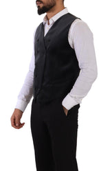 Dolce & Gabbana Elegant Grey Double-Breasted Dress Vest