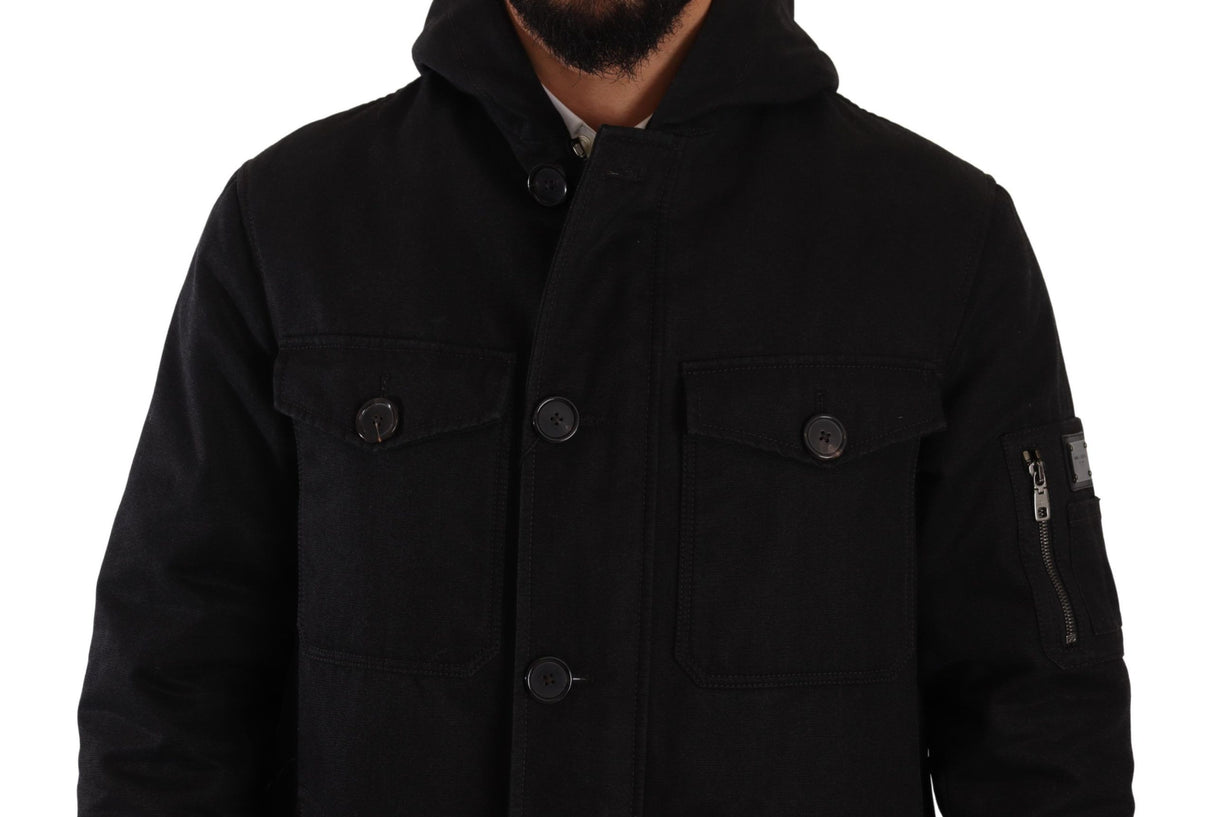 Dolce & Gabbana Elegant Black Parka Hooded Jacket