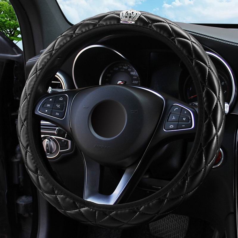 Crystal Crown Steering Wheel Cover for Car Interior 37-38CM