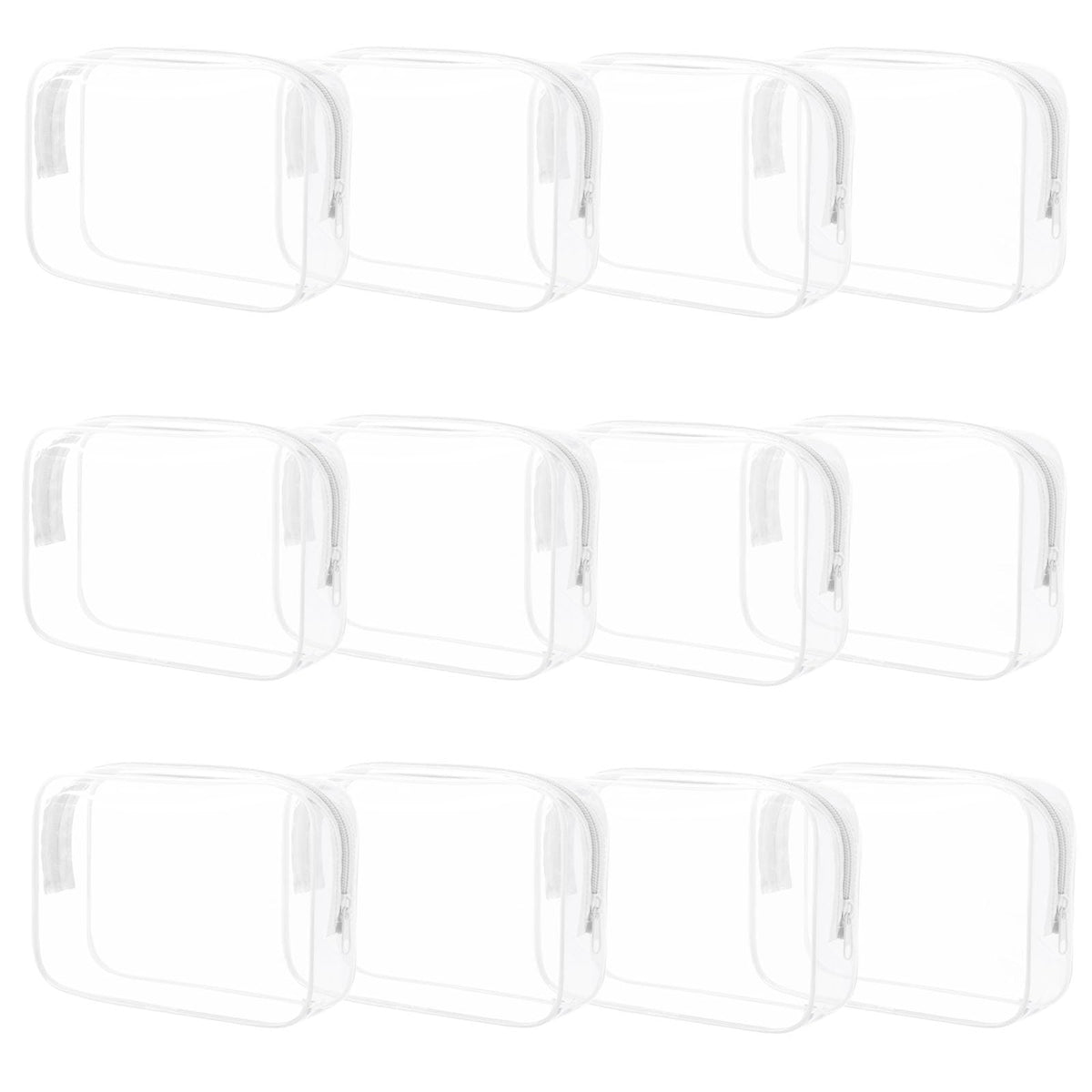 Eilyliafe 12 Pieces Clear Cosmetic Bag PVC Waterproof Makeup Bags with Zipper TSA Approved Toiletry Bag for Travel Transparent Pouches Organizer Storage for Men and Women (White Small)