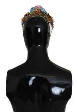 Dolce & Gabbana Gold Crystal Purple Hortensia Headband Crown Diadem