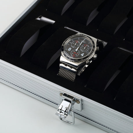 12-Position Aluminum Watch Box with Lock for Display