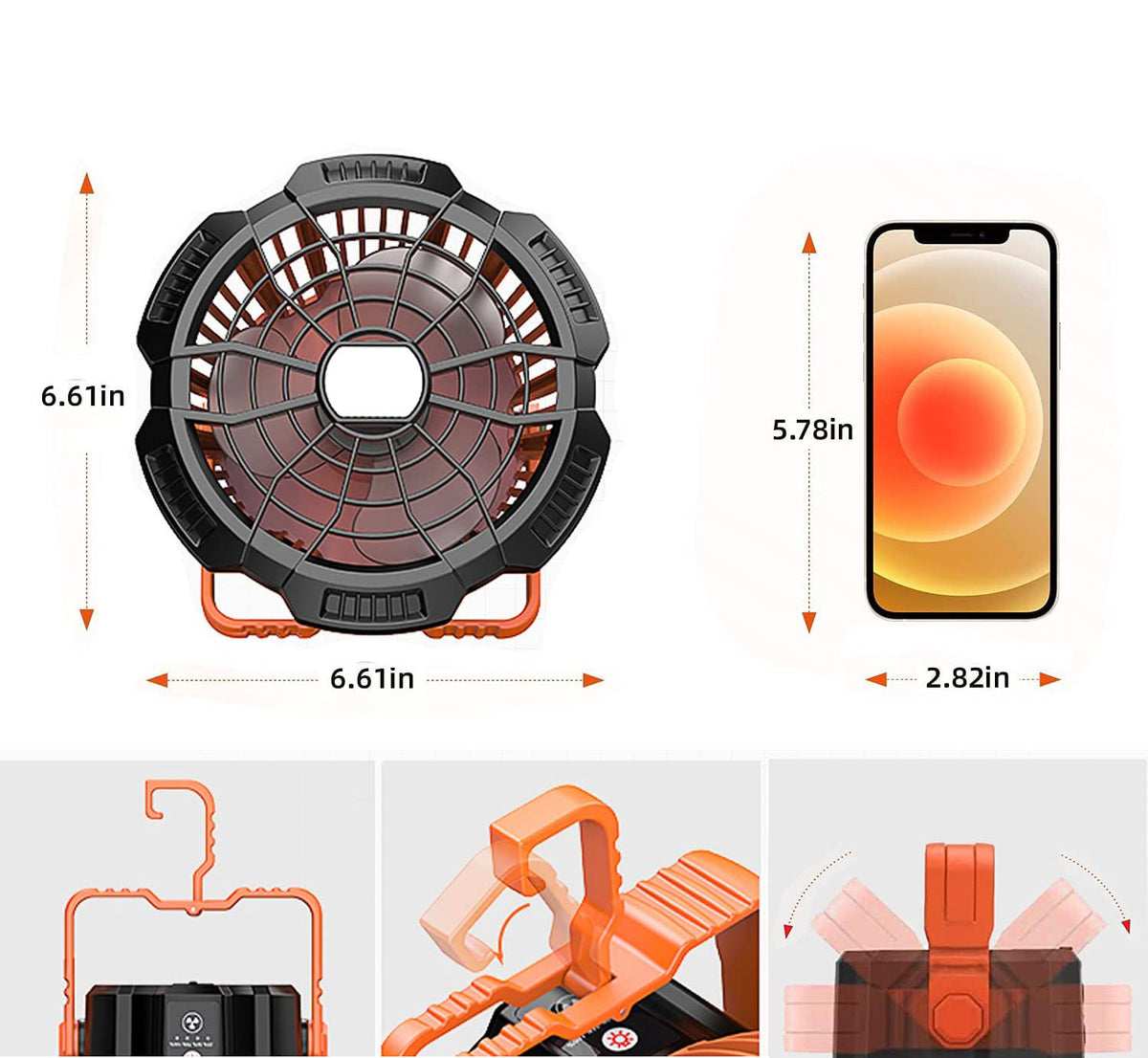 Portable Outdoor Camping Fan with Remote and Power Bank