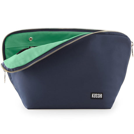 KUSSHI Washable Travel Makeup & Cosmetic Bag - Brush Organizer Sold Separately (Vacationer Navy/Mint)