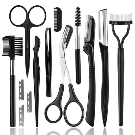 Eyebrow Kit for Women and Men. Eyebrow Grooming Kit Including: Eyebrow Brush Eyebrow Razor Eyebrow Comb Eyebrow Scissors with Comb Folding Eyebrow Knife Scissors Eyebrow Trimmer Eyelash Comb