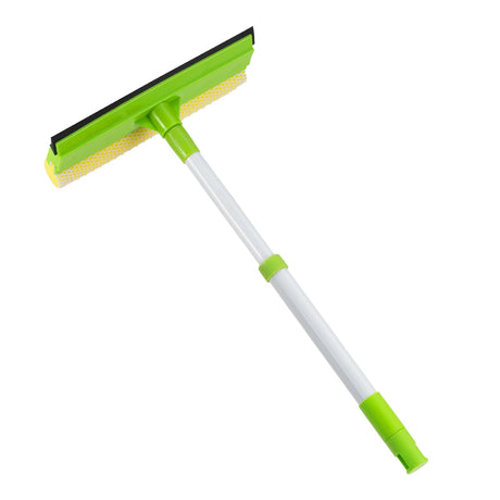 30"-59" Window Squeegee2 in 1 Squeegee Window Cleaner with Long Stainless Steel HandleSponge Car Window Squeegee for Gas Station GlassShowerOutdoor High Window Cleaning (Green) (18")