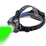 GRACETOP Greenlight LED Headlamp 1800 Lumens Zoomable Hunting LED Head lamp Flashlight Hands-Free Headlight Torch Lamp for Hunting Hiking Camping Fishing Reading Running