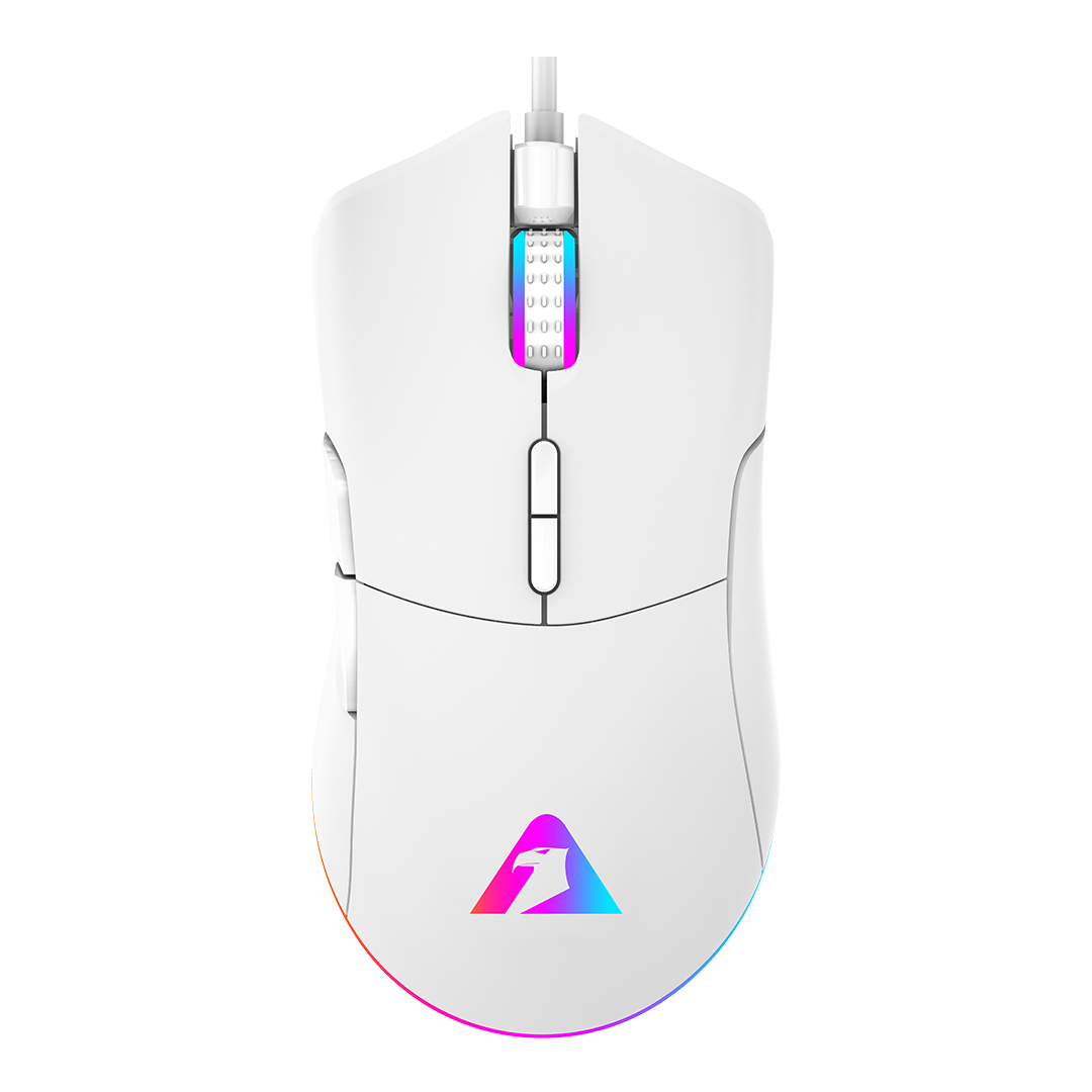 Armaggeddon Gaming Mouse Wired 12000CPI Silent , HUANO Switches FALCON V STEALTH White