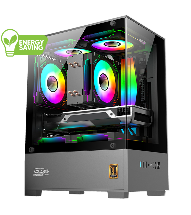 Armaggeddon Gaming Case M-ATX AQUARON NEMO Black (3x Chroma Fans & 250W 80+ PSU)