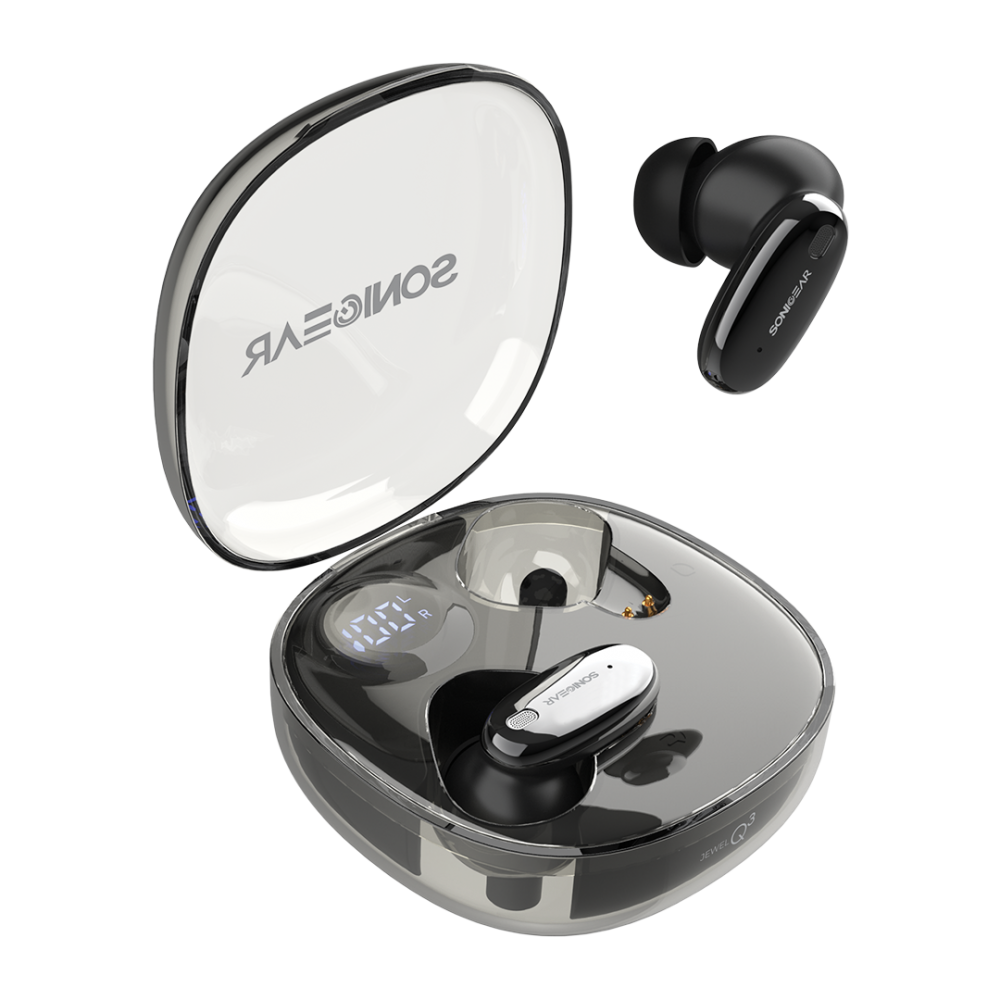 SonicGear Earphones Bluetooth ANC+Display EarPump Jewel Q3 Black