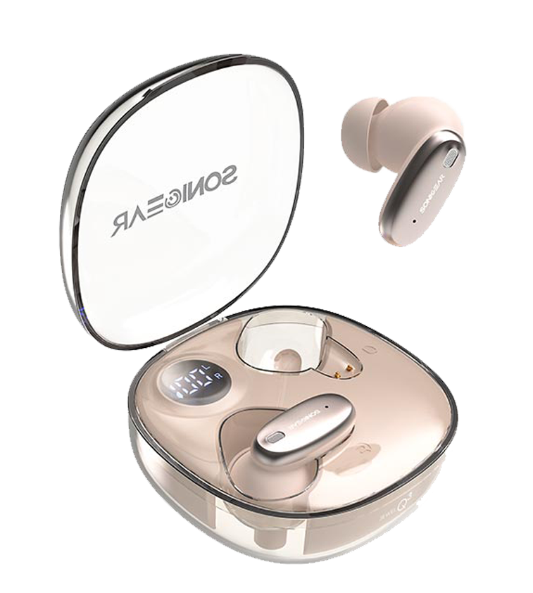SonicGear Earphones Bluetooth ANC+Display EarPump Jewel Q3 Desert