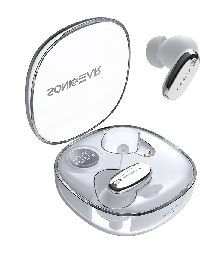 SonicGear Earphones Bluetooth ANC+Display EarPump Jewel Q3 White