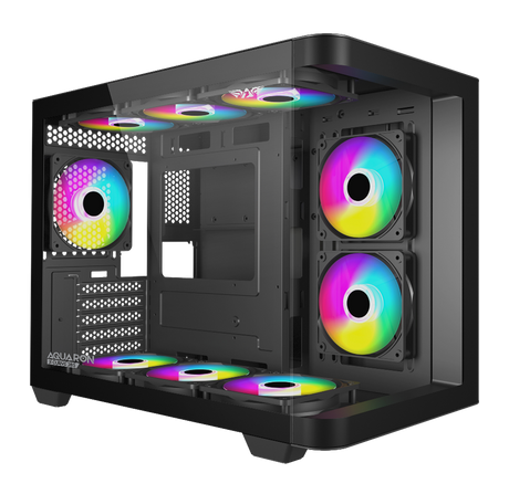 Armaggeddon Gaming Case ATX AQUARON X-Curve GiGa 10 E X10 With 10x ARGB Fans Black