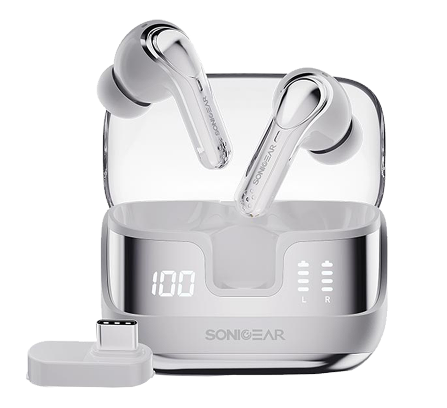 SonicGear Earphones Bluetooth & USB-C Dongle for PC EarPump XP2 Platinum