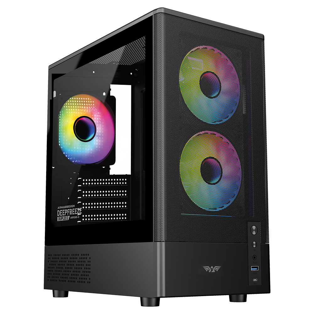 Armaggeddon Gaming Case M-ATX DEEPFREEZE DUPLEX 2 Black 3x ARGB Fans